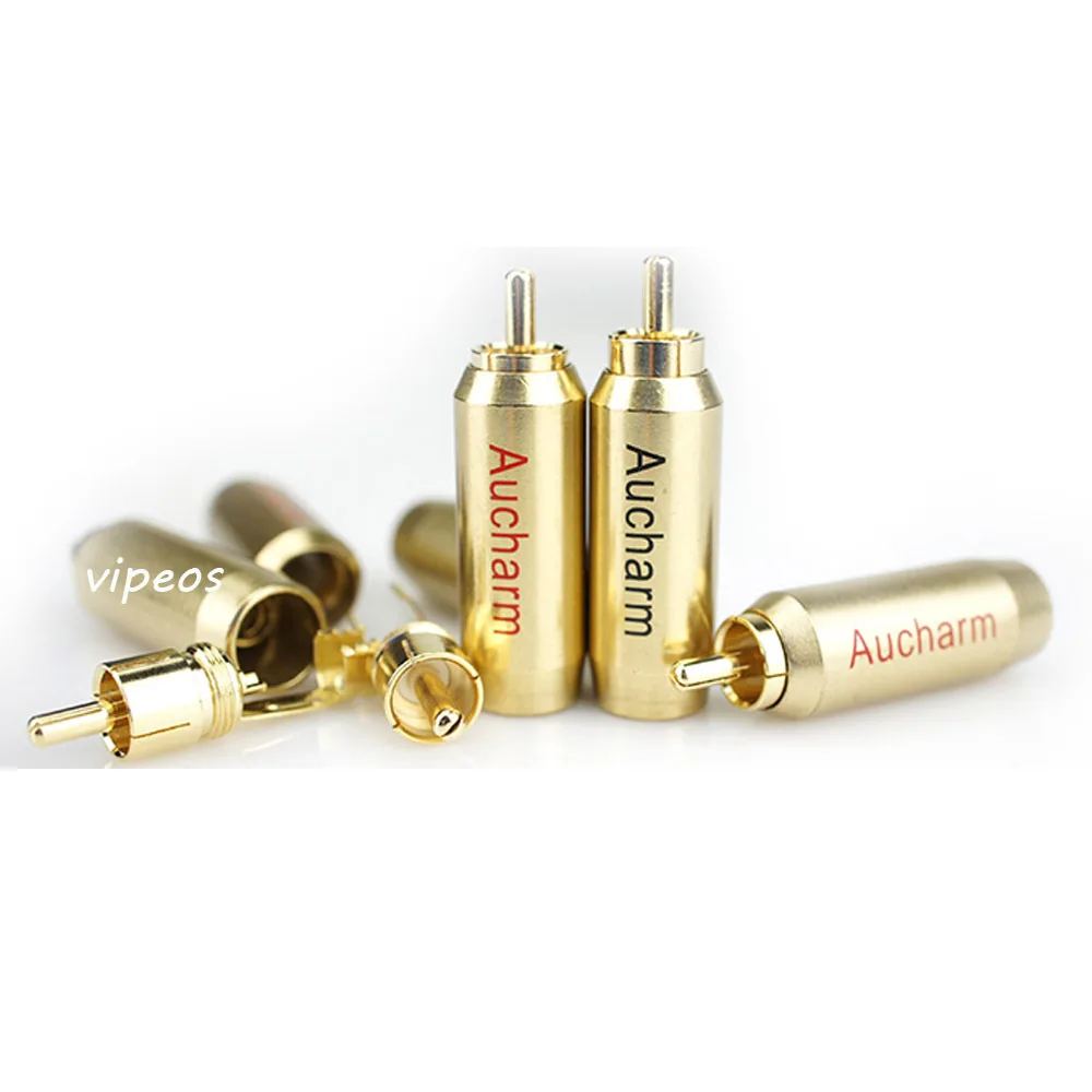 Бесплатная доставка медный + золотой разъем RCA для DIY кабель 5 мм-10 мм 4 шт./лот |