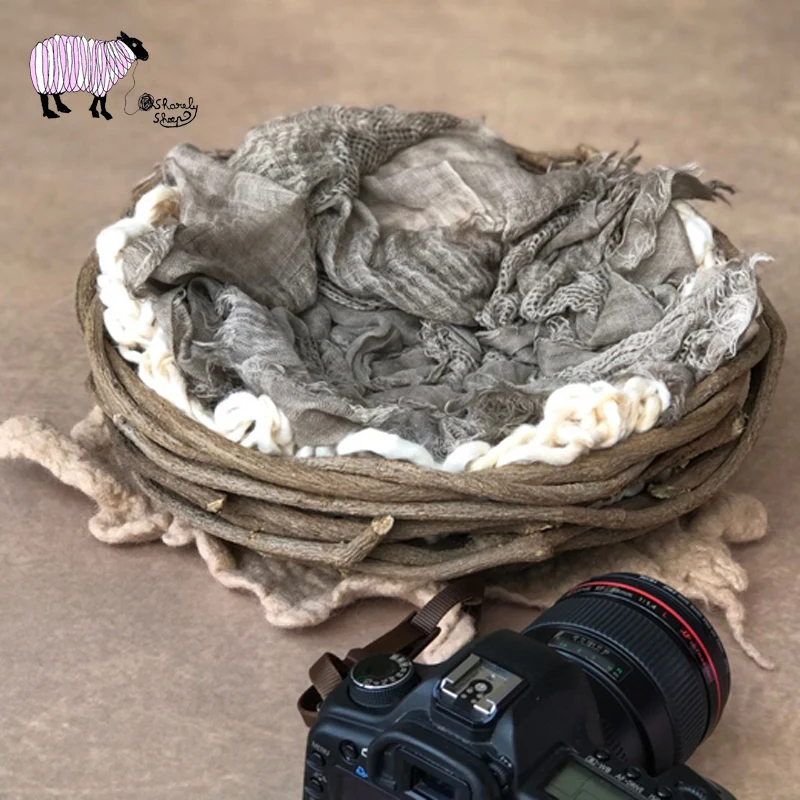 Wooden Basket Newborn Baby Photography Props Infant Girl Boy Photo Shoot Studio Posing fotografia Accessoires | Детская одежда и