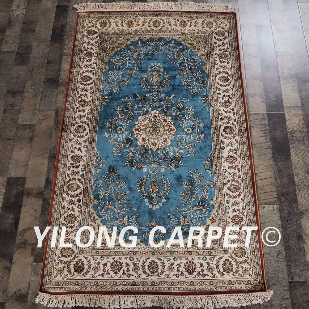 YILONG 3 5 &quotx 5&quot Античный Восточный светло голубой ковер изысканный ручной Узелок