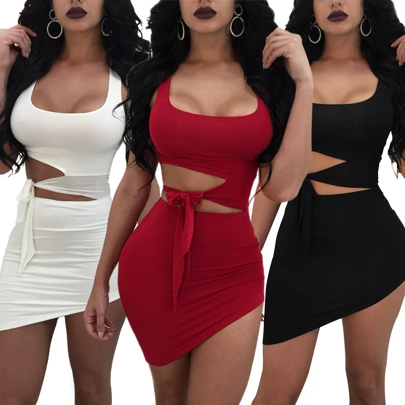 Для женщин платья для вечеринок Vestidos Sexy Midi Карандаш Клуб Bodycon бинты выдалбливают