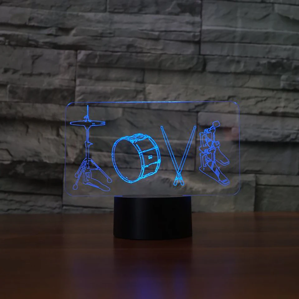 3D LED ночник барабанная лампа крутой мальчик спальня Ночник декор Bulbing детские