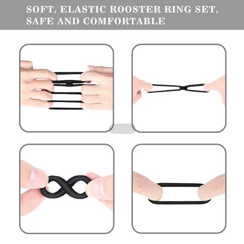 SEAFELIZ 4 шт. Кольца для пениса силиконовое кольцо задержка мужской мастурбации