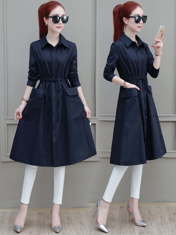 Тренчкот женский Повседневный Длинный Свободного Покроя модная верхняя одежда