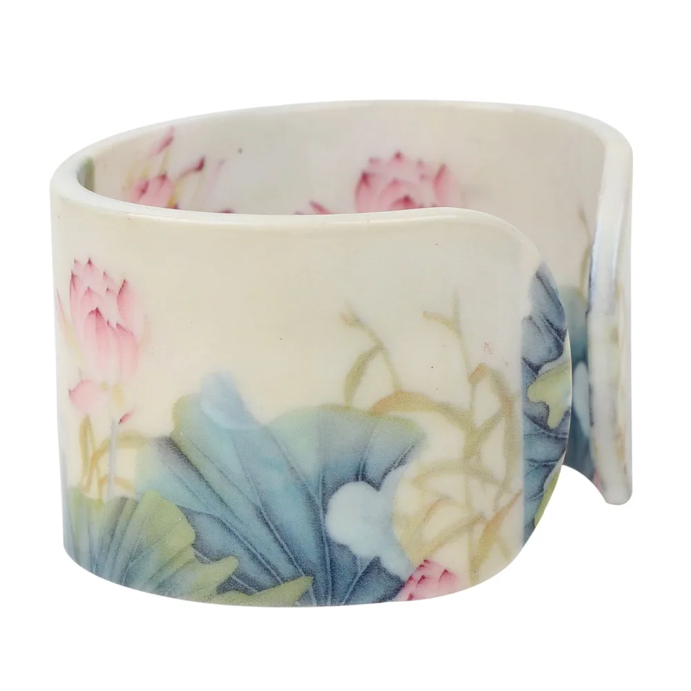 Bonsny китайские пластиковые браслеты Lotus Ink and Wash с рисунком традиционные