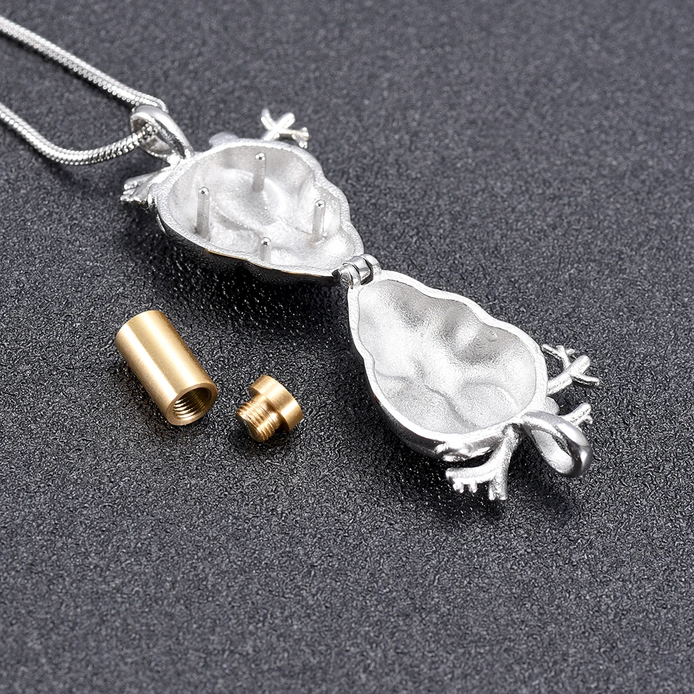 IJD10000 Anatomical Heart Urn Necklace for Ashes Stainless Steel Cremation Organ Pendant Memorial of Loved One | Украшения и