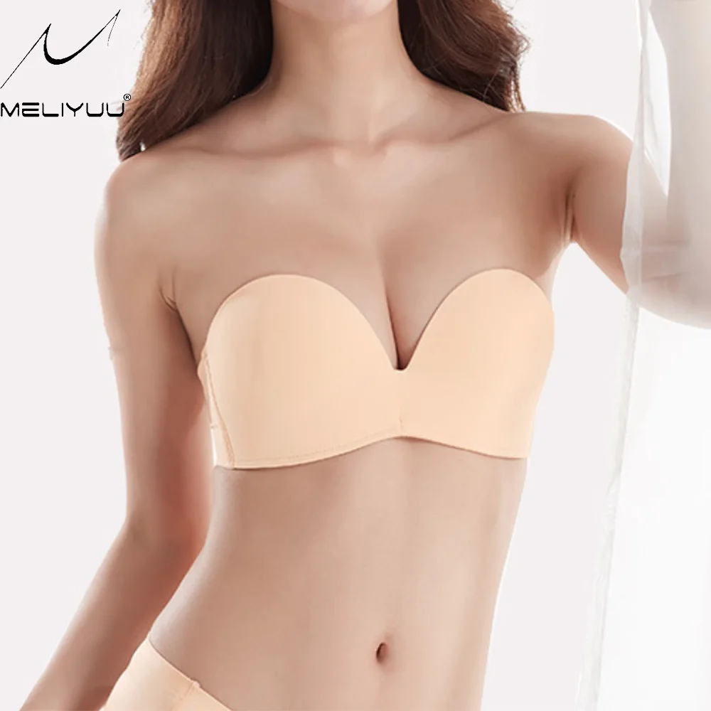 

New Hot Sexy Womens Push Up Bra Strapless Back Closure Brassiere Non Wired Soft Comfort Lingerie Size A B C D Cup Fly Bra