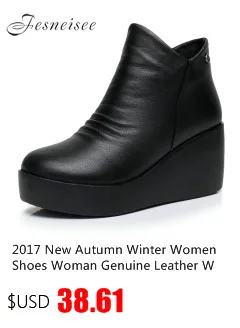 New Winter Mid Calf Boots Women Genuine Leather Boots Wedges Round Toe Mid Heels Boots High Quality Shoes Size 34-41 M4.0