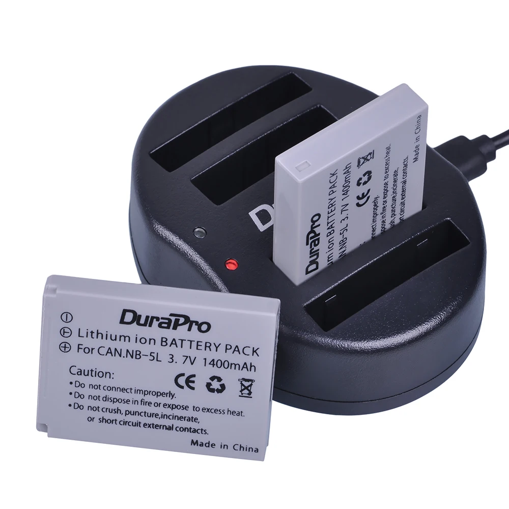 2 шт. DuraPro NB 5L NB5L литий ионная аккумуляторная батарея + USB двойное зарядное