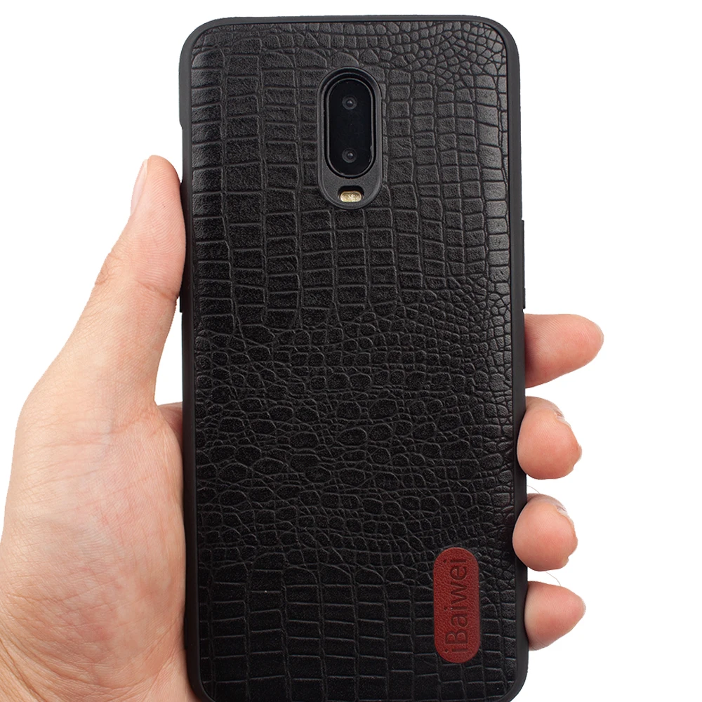 For OnePlus 6T Crocodile Texture Leather Case 1+6T PC Back Cover Shockproof Protection Shells for Fashion Phone |