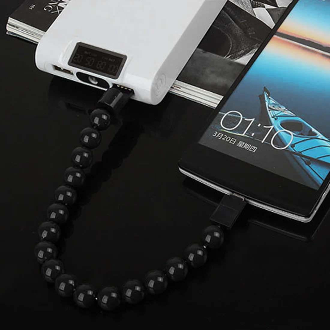 Переносной мини браслет с usb зарядкой зарядный кабель бусинами зарядное