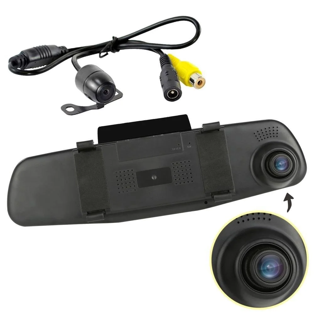 10 шт./лот Автомобильная камера видео 170 с двумя объективами DVR Cam 4 3 дюйма