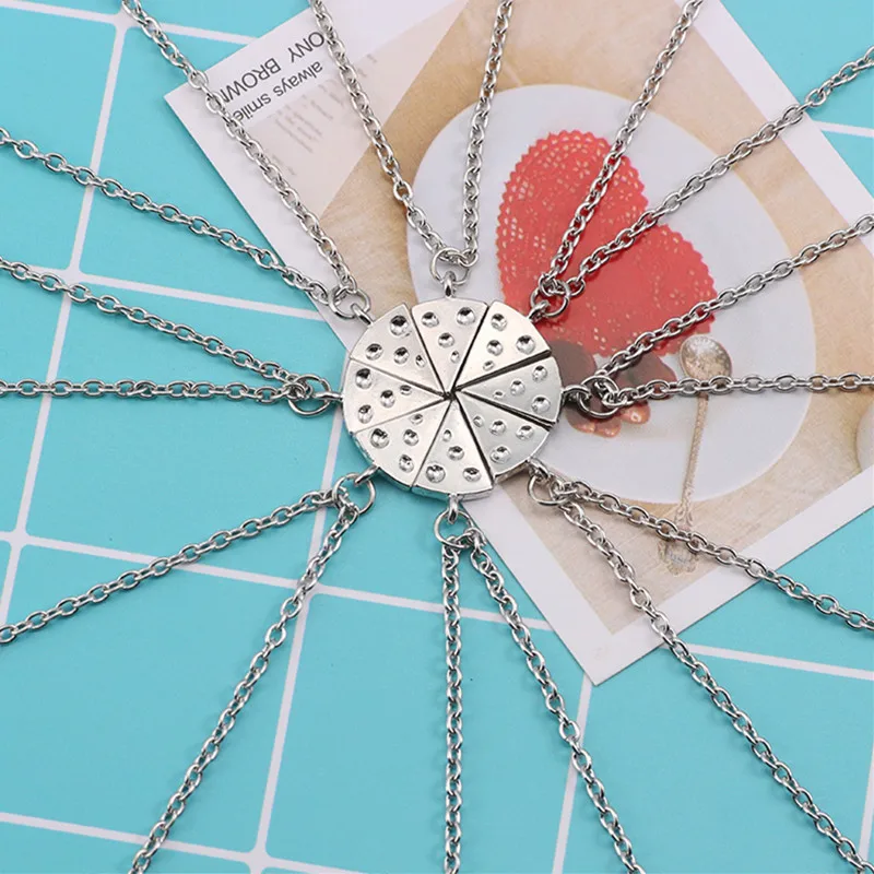 8pcs/set Simple Tiny Pizza Pendant Necklace Gold Silver Food Best Friends Forever Women Friendship Jewelry | Украшения и