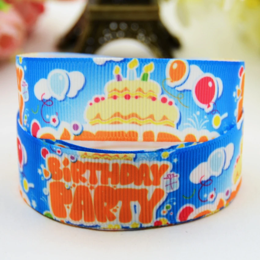 

7/8 ''22 мм, 1" 25 мм, 1-1/2 "38 мм, 3" 75 мм с днем рождения мультфильм печатных полушерстяной лентой вечерние свадебные украшения 10 ярдов X-00990