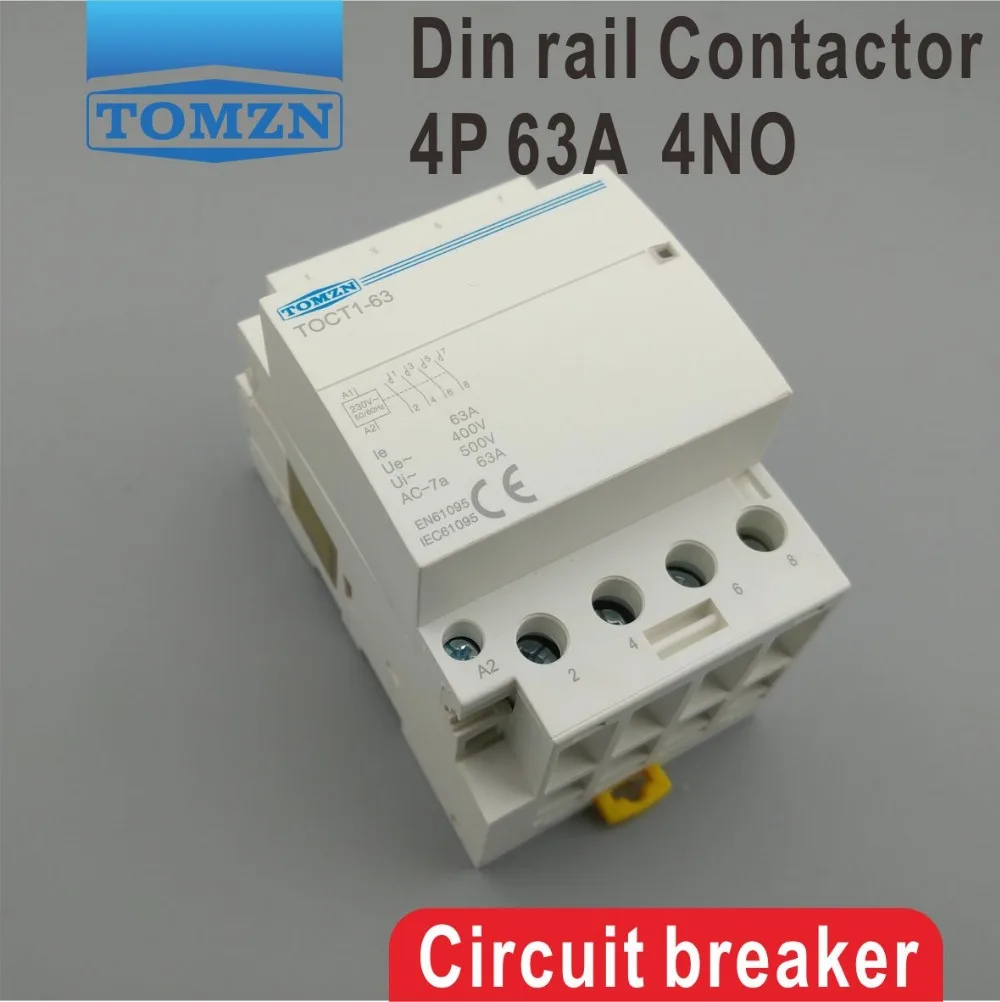 TOCT1 4P 63A 220 В 400 ~ 50/60 Гц Din рейка бытовой модульный контактор переменного тока 4NO 2NO 2NC