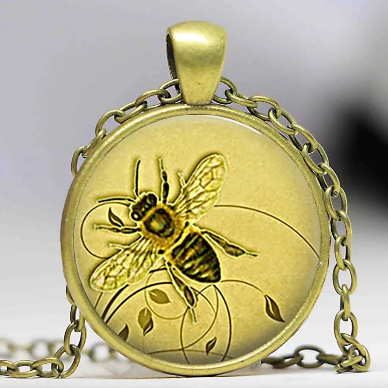 Ожерелье с Пчелой медоносной пчелы кабошон Стекло ожерелье ювелирные изделия