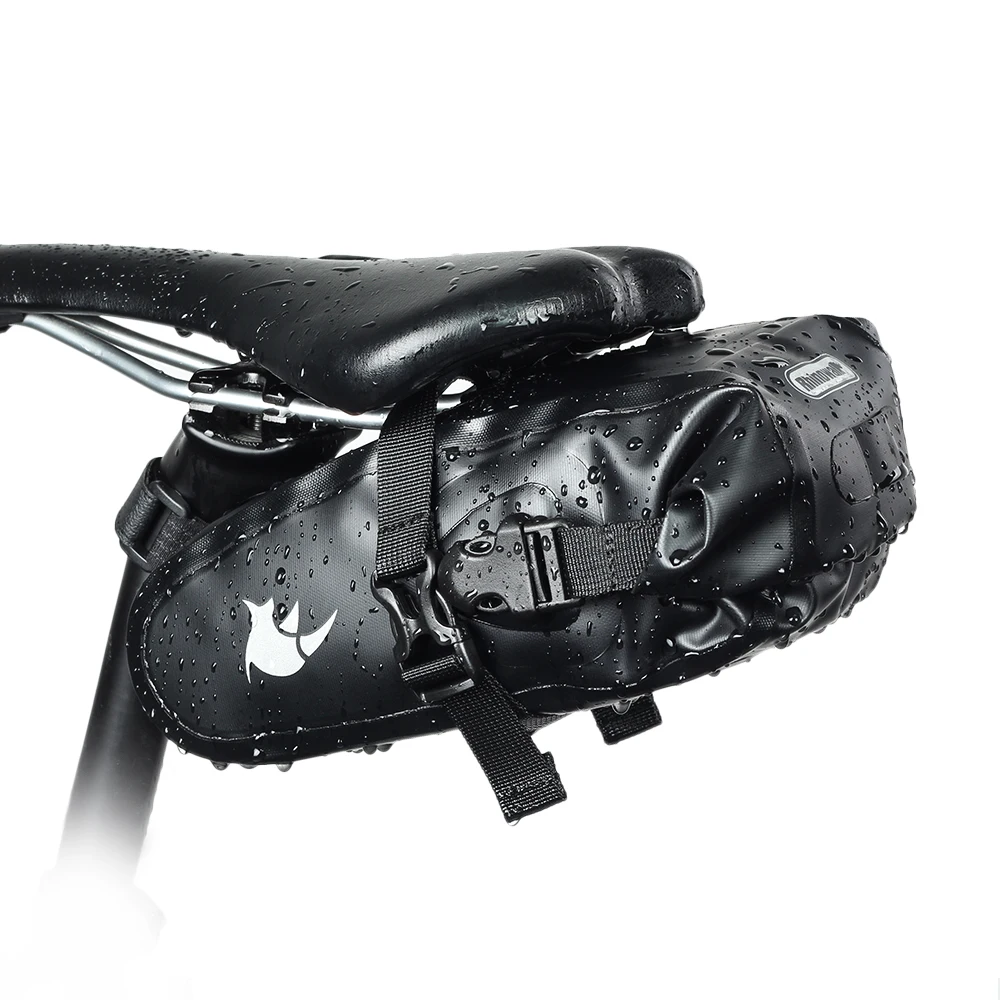 

Black 24cm*8cm*8.5cm Bike Bag 1.2L Multifunction Bicycle Saddle Waterproof Hang Buckle Bags MTB Road Bicycle Accessory RHINOWALK