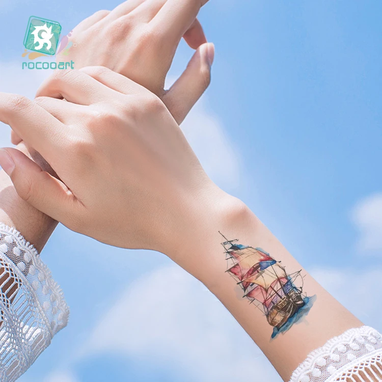 Маленькие свежие тату-наклейки Rocooart, лисичка, Русалка, поддельные татуировки, цветок, боди-арт, тату, милый кот, татуировка, временная татуировка для женщин, тату
