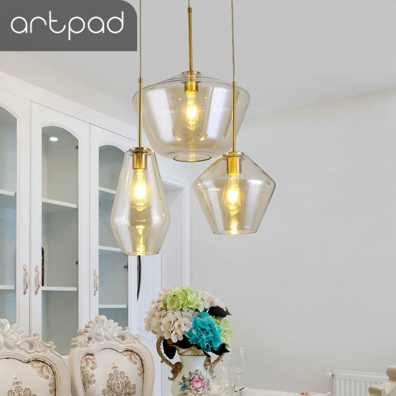 Стеклянный подвесной светильник Artpad в скандинавском стиле с одним тремя