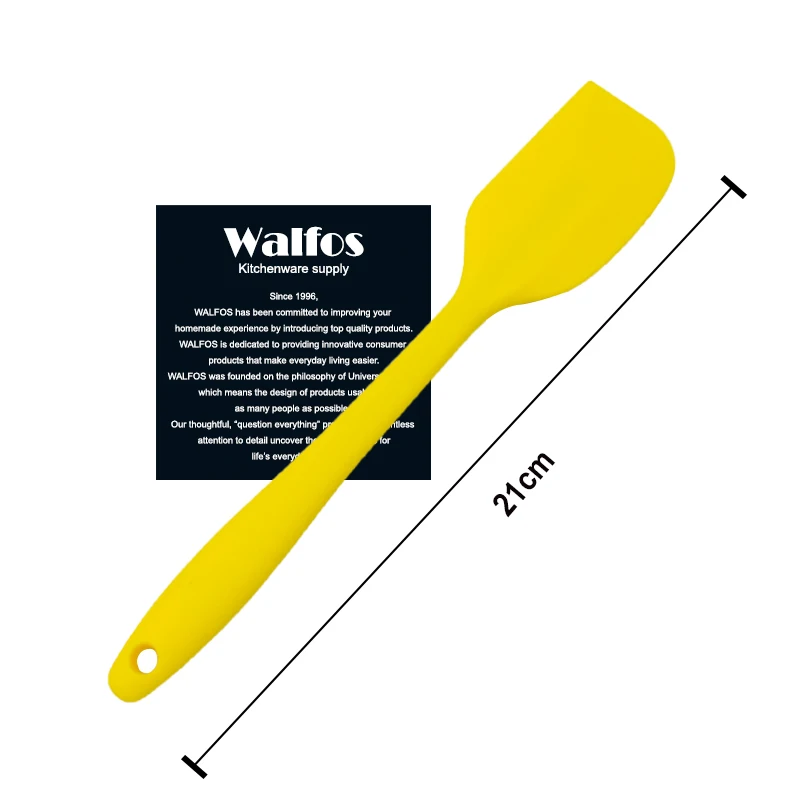 WALFOS пищевая антипригарная силиконовая лопатка для приготовления пищи, набор для печенья, кондитерских изделий, скребок, лопатка для выпечки, силиконовая лопатка - Цвет: WAFLOS yellow 21cm