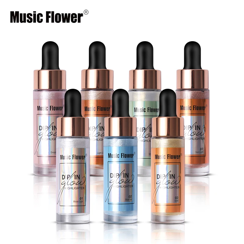 Music Flower Brand Bronzer Liquid Highlight Facial Makeup Highlighter iluminador Corrective Face Brightening Waterproof Make Up | Красота и