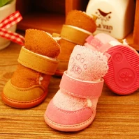 free shipping 4 pcsset puppy shoes winter warm dog boots pet dog shoes lovely for christmas winter dog boots
