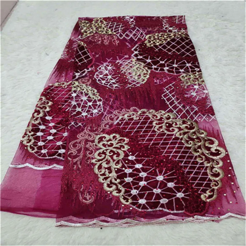 green 2019 High Quality French 3D Tulle velvet African Lace Fabric Stones Embroidered Nigerian Fabrics For Wowen Dress | Дом и сад