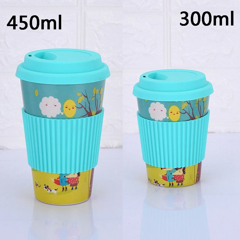 2 Blue 300ml 1 шт. новые кофейные кружки для путешествий многоразовые чайные чашки из бамбукового волокна Экологичная чашка для напитков 300-400-450 мл - Цвет: 2 Blue 300ml
