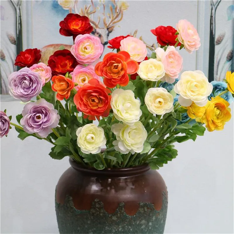 Искусственные цветы 10 шт. искусственный короткий ствол Ranunculus длина 19 29 дюйма
