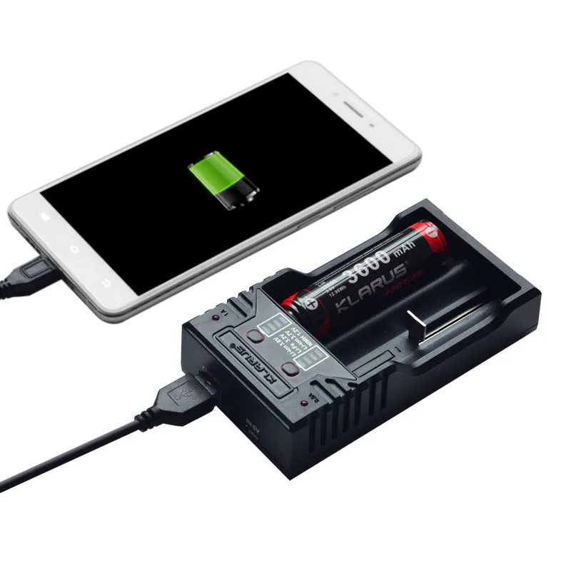 Устройство для зарядки литий ионных аккумуляторов KLARUS K2 26650 18650 18490 17670 17500 16340 14500