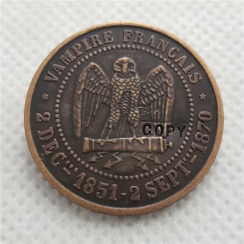1851 Франция Наполеон III Chouette sur un canon dessous des eclairs имитация монеты | Невалютные