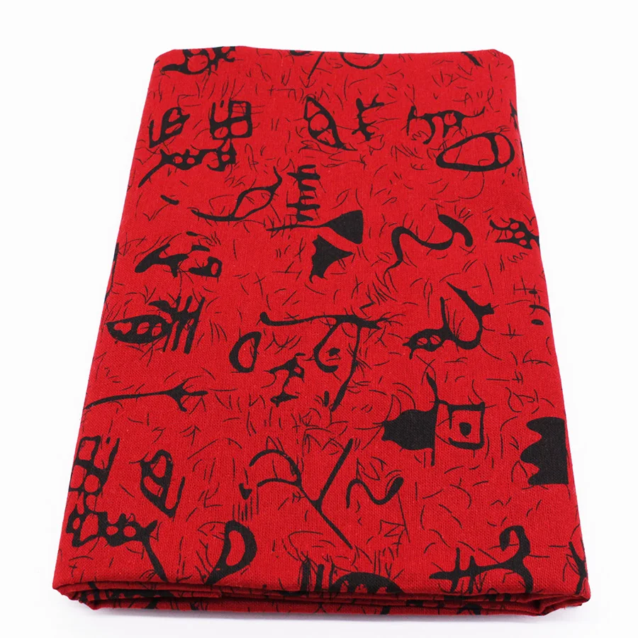 Тканевая ткань из хлопка и льна с принтом китайская культура искусственная для