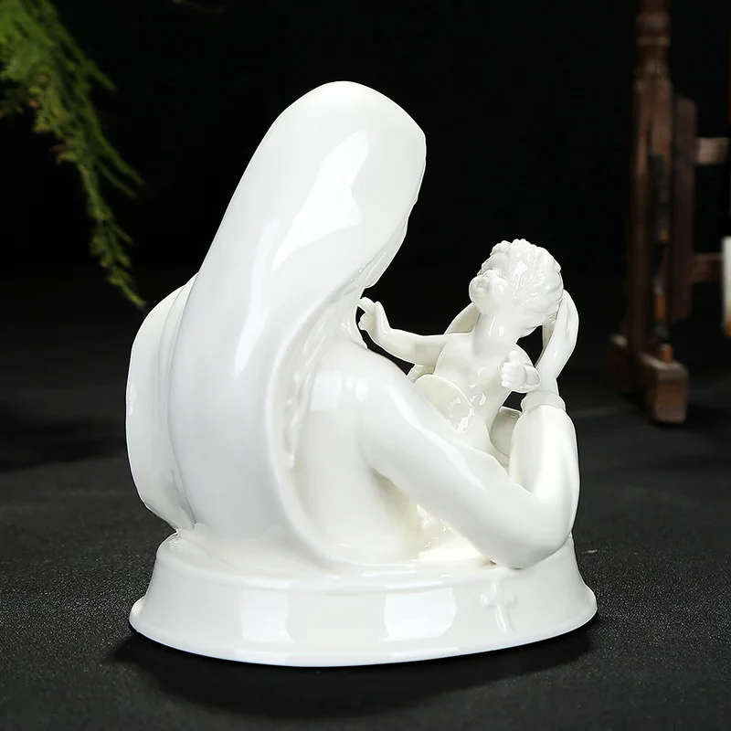 Красивая икона Девы Марии искусственные бусины керамическое украшение белая