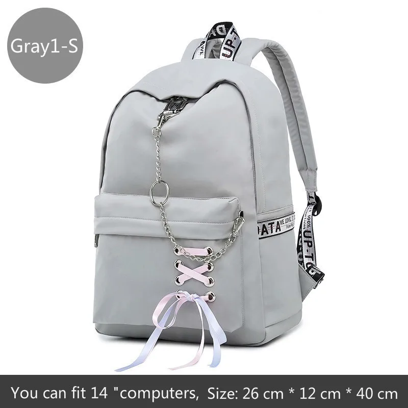 Gray1-S Fashion Girl Schoolbag Students Pink Laptop Backpack School Bags For Teenage Girls Women Backpacks Mochila infantil Escolar - Color: Gray1-S