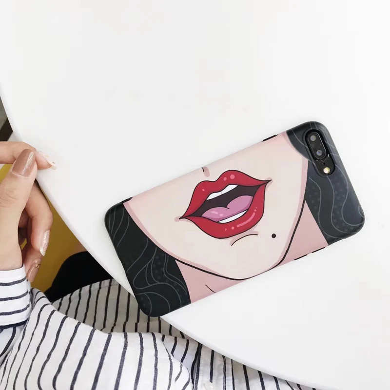 Phone Case Accessories Cover For iPhone 6 6s 7 8 plus x Sexy Girl red Lips Silicone Back for XS XR XSMAX case |