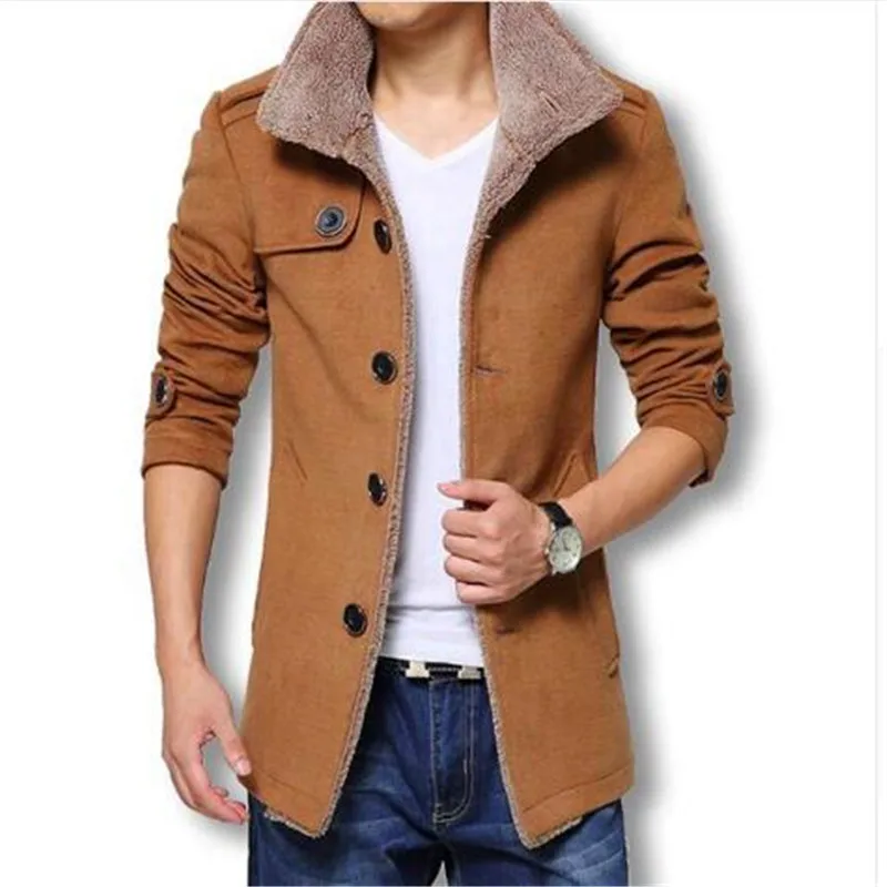 

Winter Long Wool Coat Men Jackets And Coats Slim Fit Mens Windbreaker High Quality Trench Coat Plus Size 2018 Hot Sale Jacket