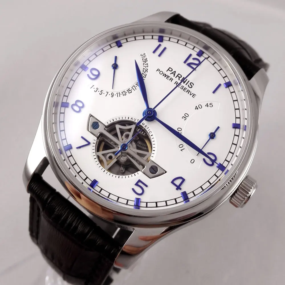 Роскошные Брендовые мужские часы parnis ST2505 с черным и белым циферблатом 43 мм|watch