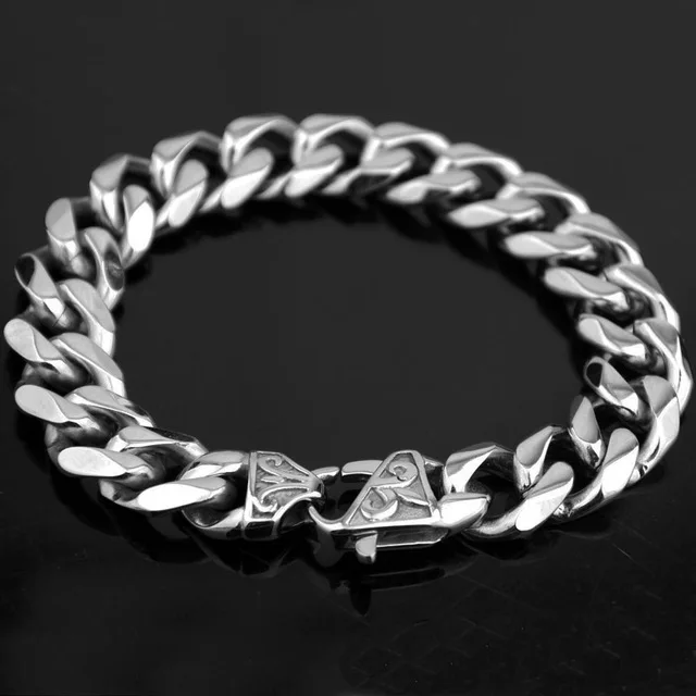 1 Pc Silver Новые Титановые мужские золотые Панк тяжелые витые звенья цепи браслет браслеты манжета браслеты трендовые мужские ювелирные изделия Скоба кружева - Окраска металла: 1 Pc Silver