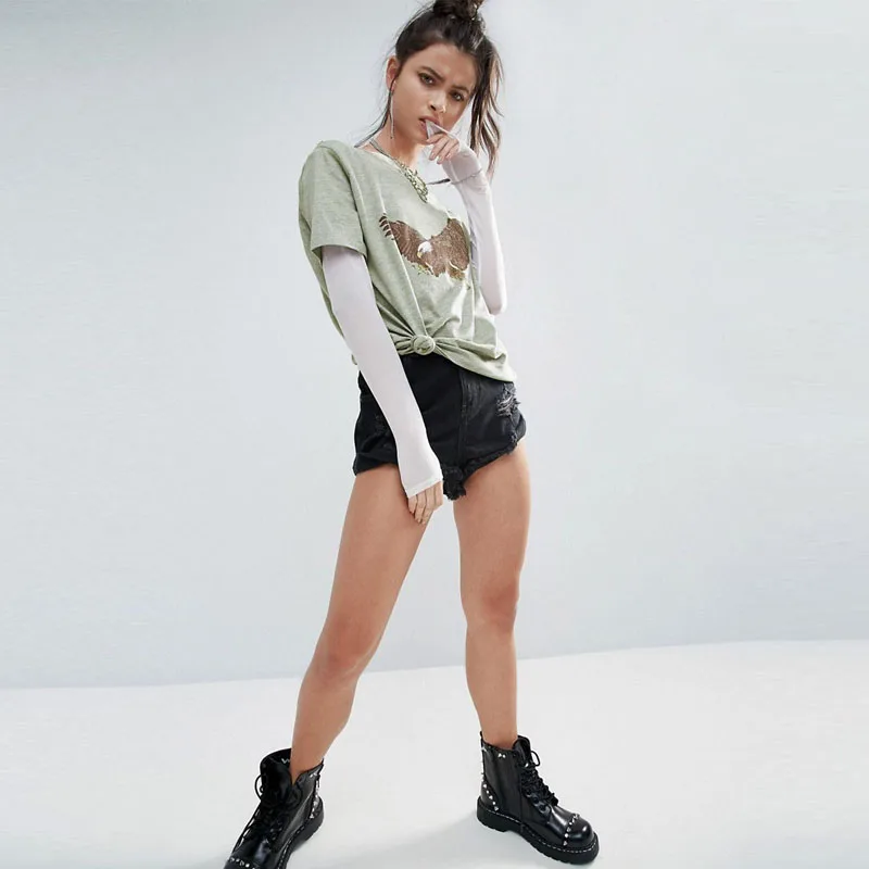 Мода 2017 Летний стиль футболка Для женщин орел печать Обувь для девочек топы с