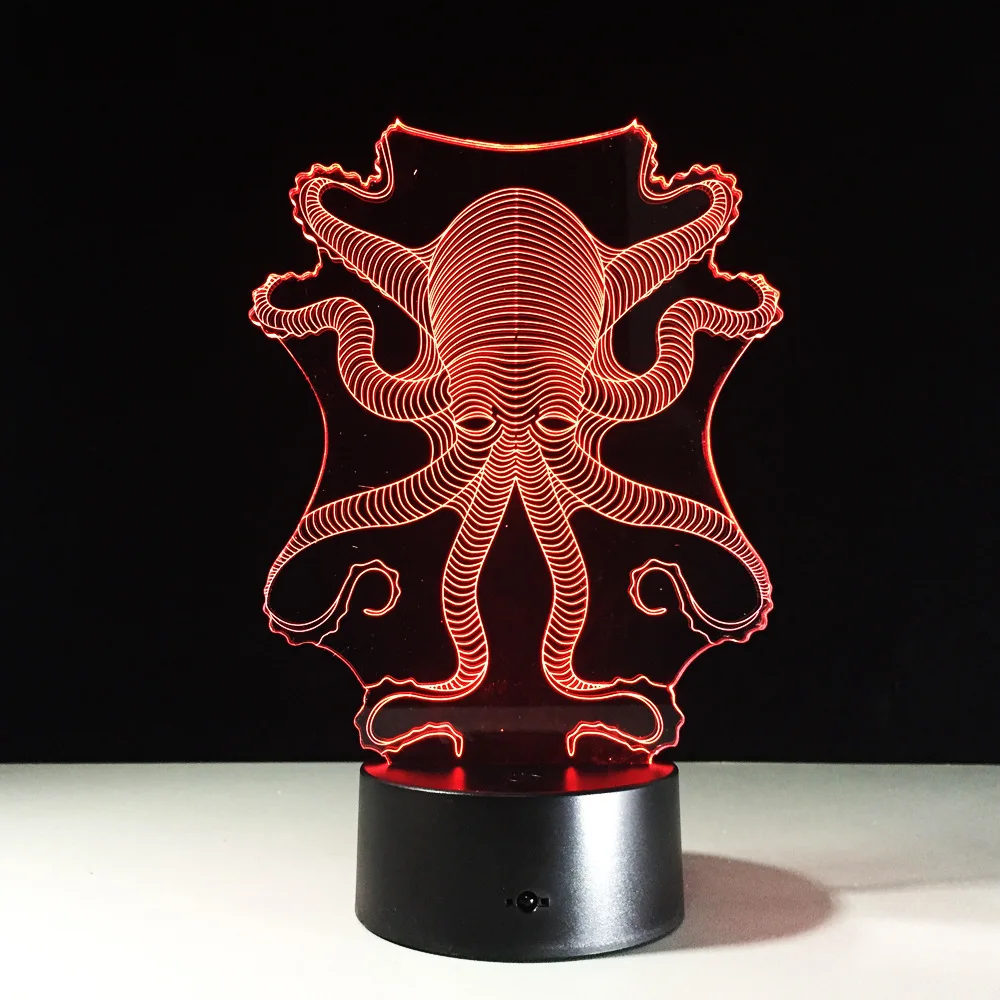 Осьминог 3D светодиодный настольный светильник USB сенсорный как прикроватный 7