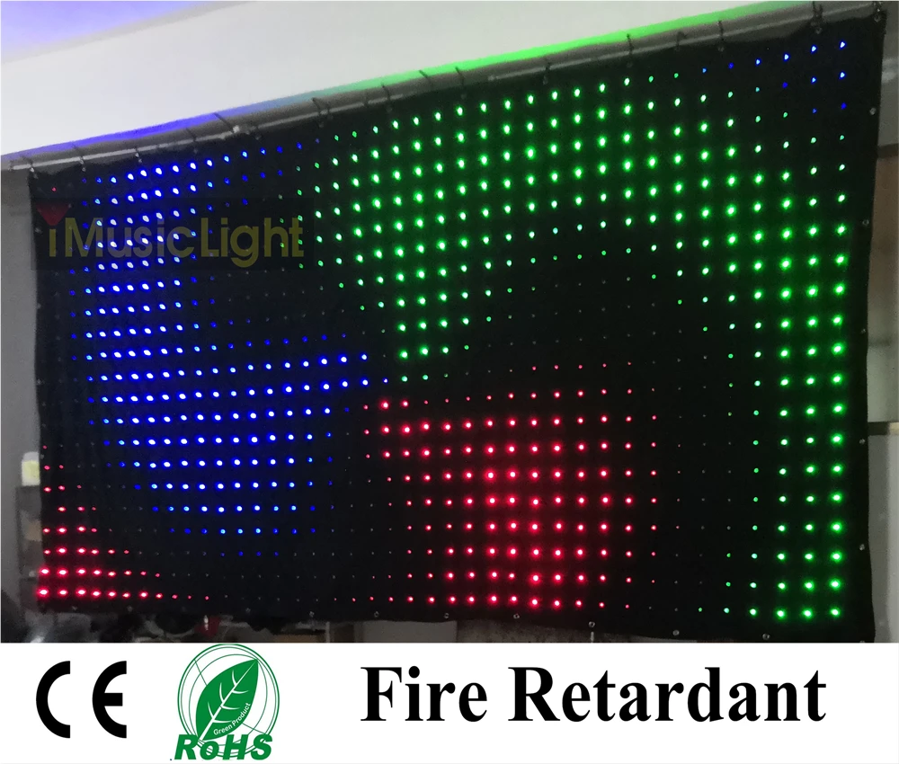 P10 2 м* 4 м P10 RGB светодиодные видео Шторы фон Группа партия этап DJ свадебные светодиодные видео ткань DMX/PC контроллер