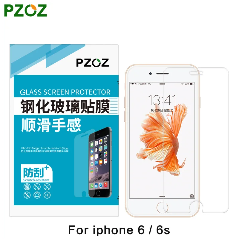 PZOZ для iphone 6, закаленное стекло, для iphone 6 Plus, стеклянная Защитная пленка для экрана, тонкая прозрачная крышка для iphone 6S - Цвет: For iphone 6 6s