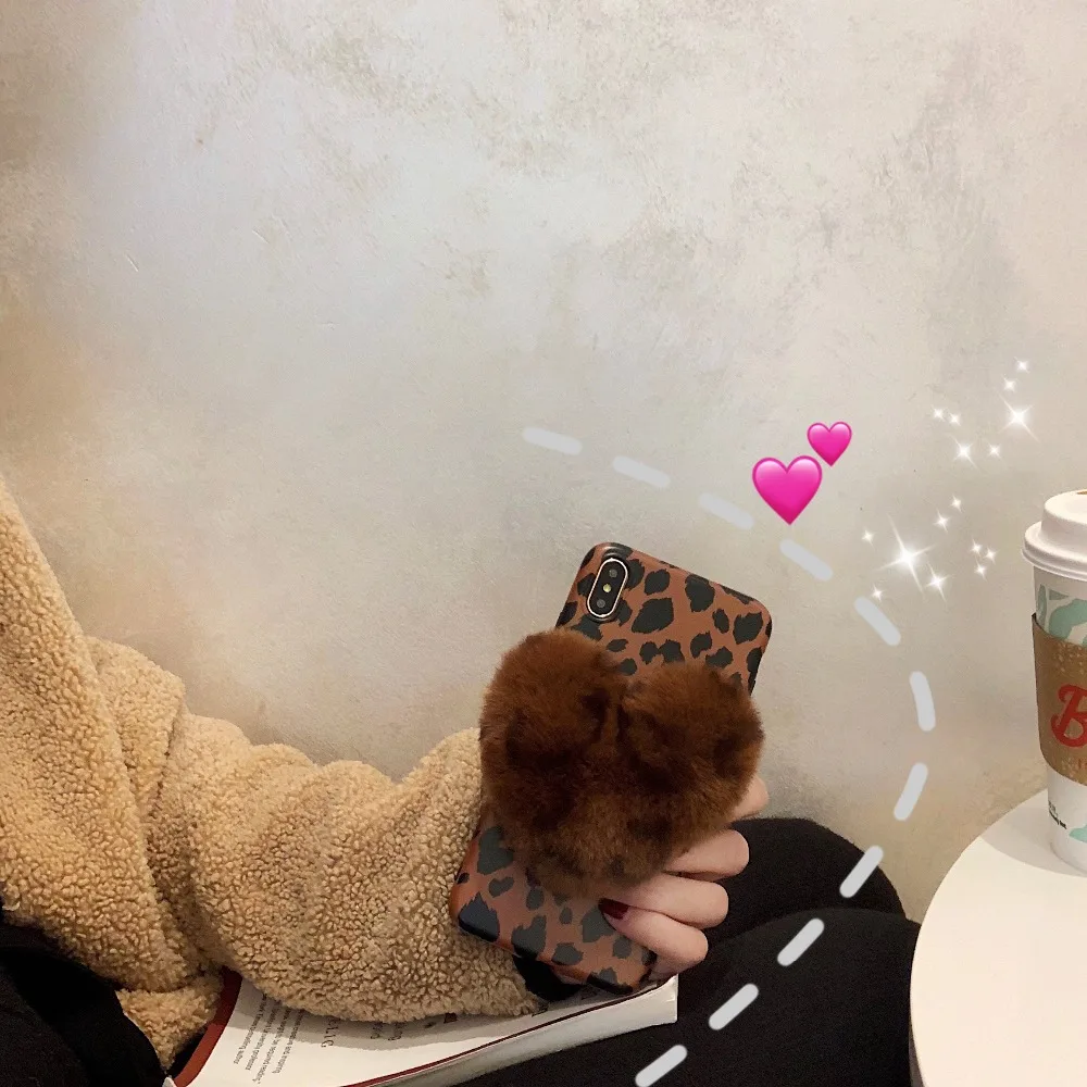 Luxury Leopard print Plush Silicone Phone Case For iphone X 6 6S 7 8 Plus Cases XR XS Max Soft Tpu Back Cover |