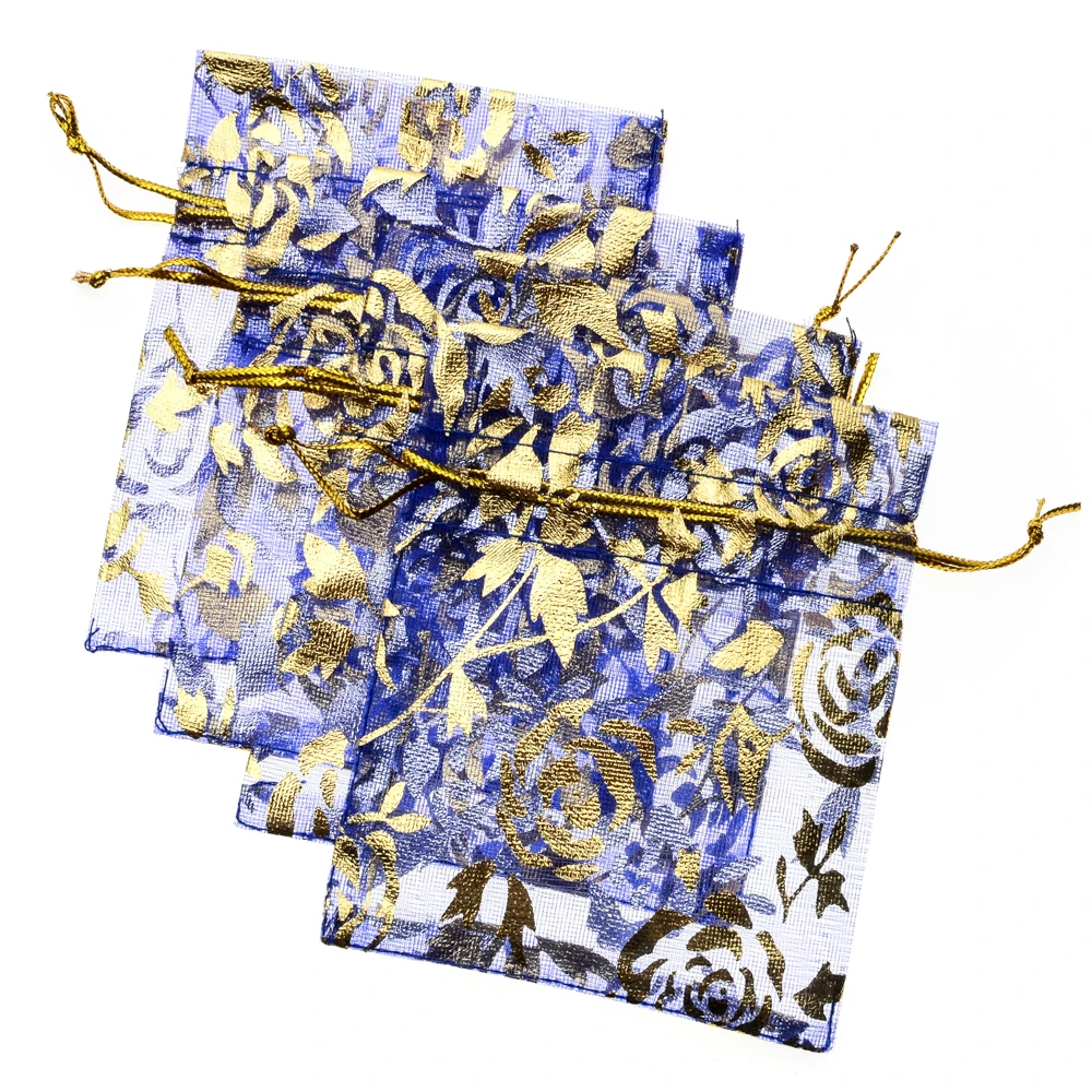 

50Pcs/lot High Quality Exquisite Rose Flower Organza Bags Nice Jewelry Packaging Bags Wedding Christmas Gift Pouches Bag