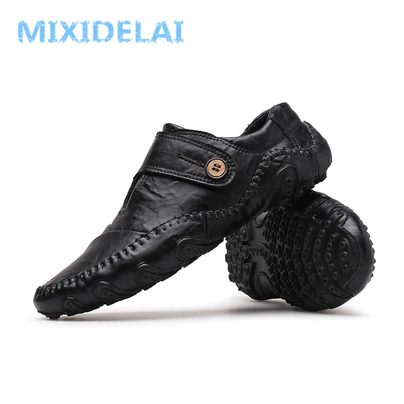 MIXIDELAI Fashion British Style Men Causal Shoes Genuine Leather Slip On High Quality Outdoor Zapatos Hombre | Обувь