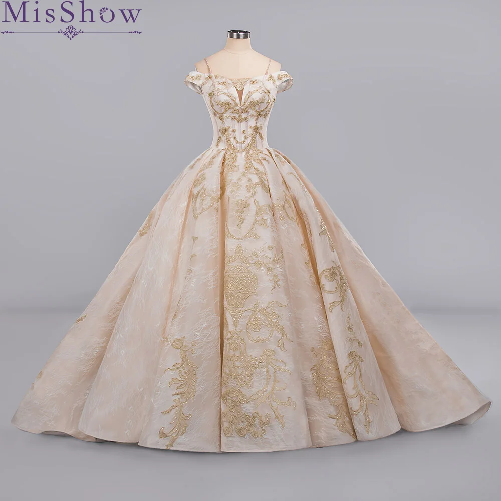Свадебное платье цвета шампанского роскошное блестящее свадебное с блестками
