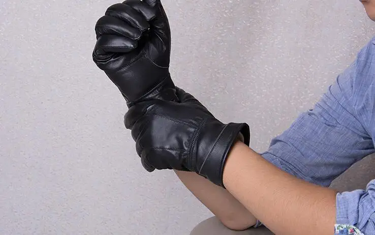 Осенне зимние мужские перчатки из натуральной кожи искусственной овчины|Мужские