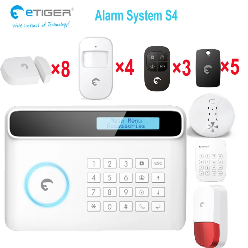 Etiger бренд S4 датчики дыма RFID активация/отключение клавиатуры охранная