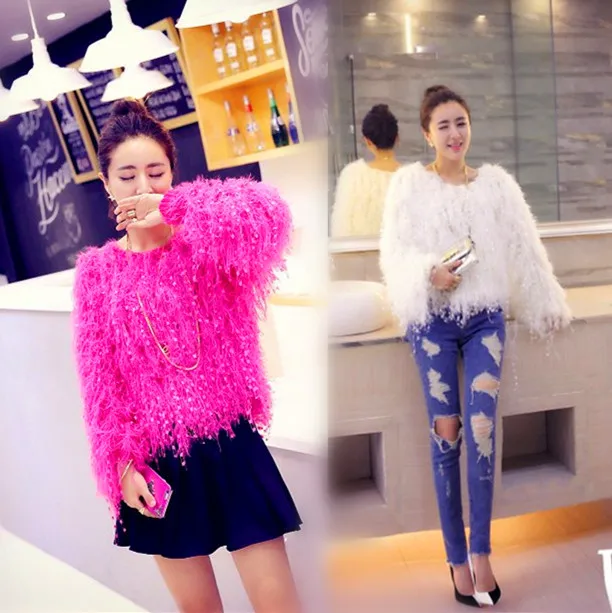 

Women Sweaters And Pullovers Poncho 2021 autumn and winter new loose encrypt tassel woolly knit sweater jacket head women's coat