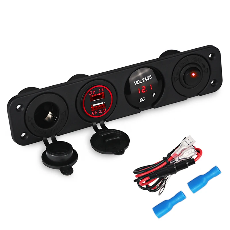 Светодиодная панель с 4 отверстиями для яхты + Автомобильное зарядное устройство