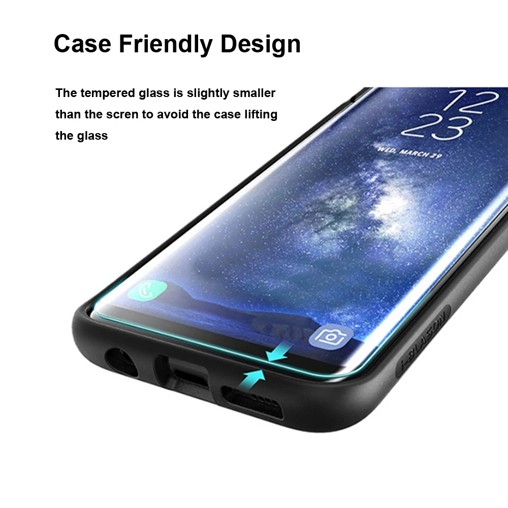 2 шт./лот чехол дружественное защитное закаленное стекло для samsung S6 edge S6 edge plus S7 S7 edge S8 S8 Plus S9 S9 Plus Note 8 Note 9